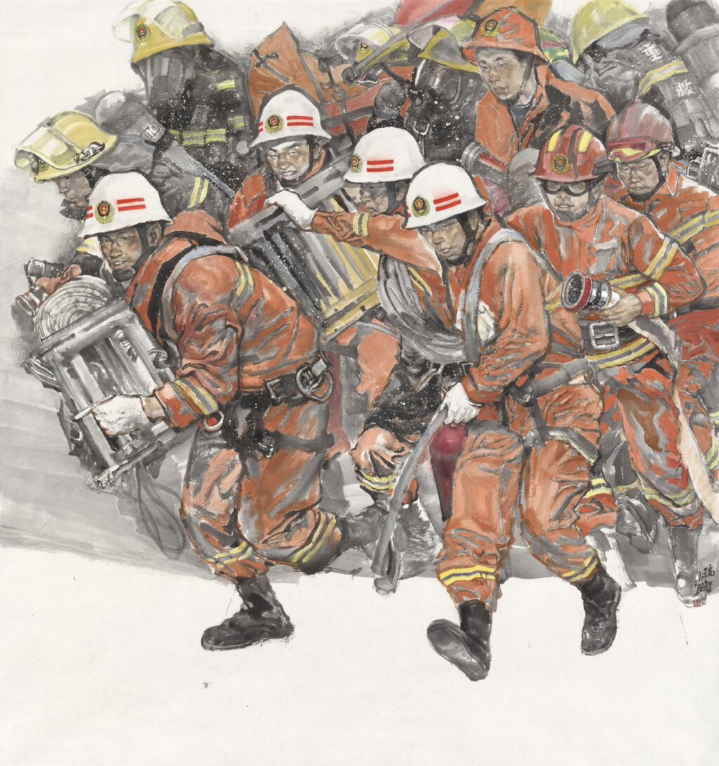 3《烈火淬金》 201x214cm 纸本设色 孟瑞智 2024年
